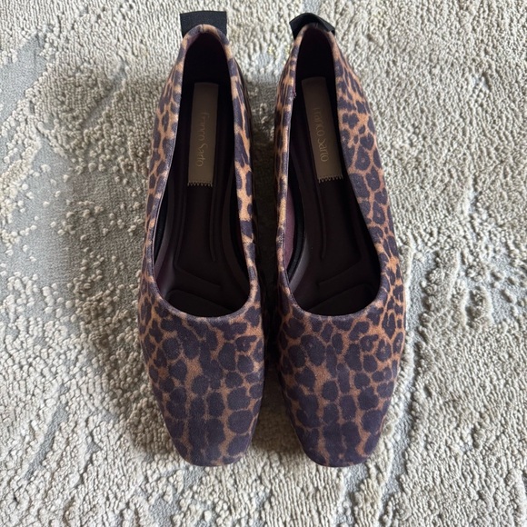 Franco Sarto Vana Ballet Flats Brown black Leopard leather square toe 8.5 - Picture 1 of 8